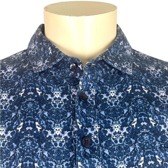 J. Lindeberg Slim Fit S/S Polo Abstract Print on Lux Jersey Fabric Like New XL - Picture 3 of 7